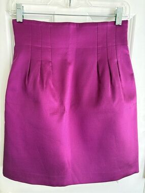 Tara Jarmon Paris Silk Blend A-Line Skirt Pink Magenta Pleated Size 36 / US 4